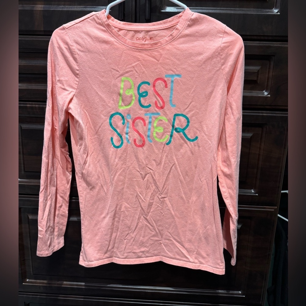 Cat & Jack Pink 'Best Sister' Long Sleeve Tee girls XL